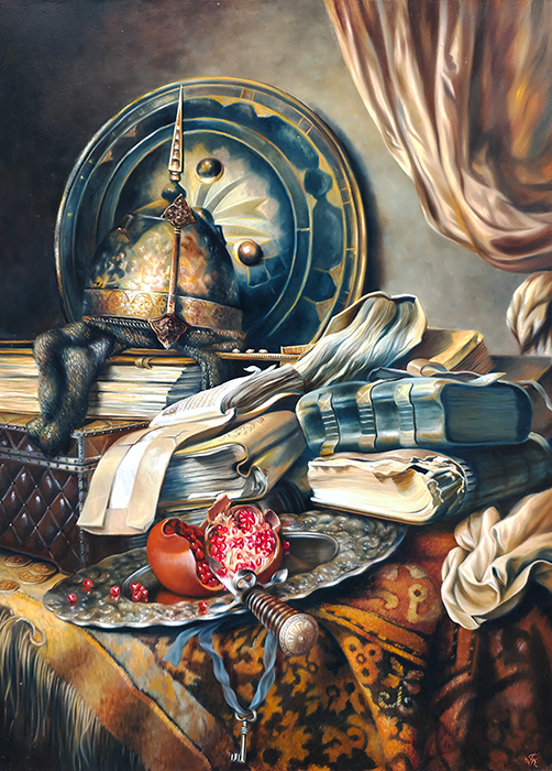 Натюрморт со шлемом, щитом и книгами